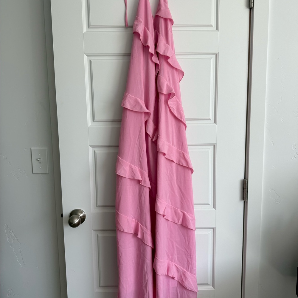 Amazon Pink Ruffle Maxi Dress - Picture 2 of 4